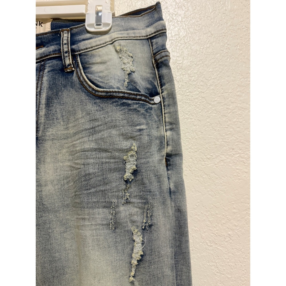 KDNK Mens 32" Distressed Skinny Jeans Light Wash Blue Ankle Zip 1141411 NEW NWT - Picture 6 of 16